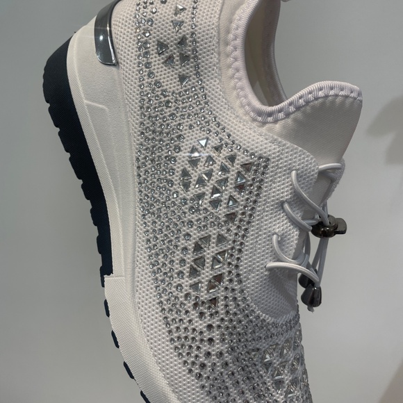 Golden road Women's Chunky Rhinestone Sneaker Sparkly Bling Mesh Slip on Elastic - Picture 3 of 4